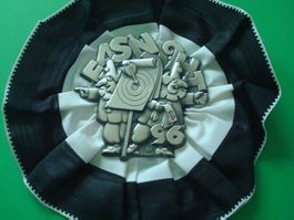 Fasnachtsplakette 1996 Zugsplakette Silber mit Rosette