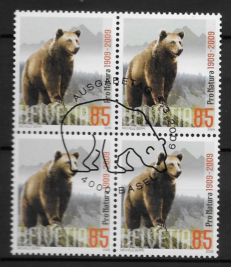Tutti i francobolli: B1296 - Pro Natura ours  1er j. B4 – Usato da Trélex venduto da Phil_Albert
