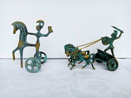 Vintage Griechische Streitwagen Athena & Achilles Messing
