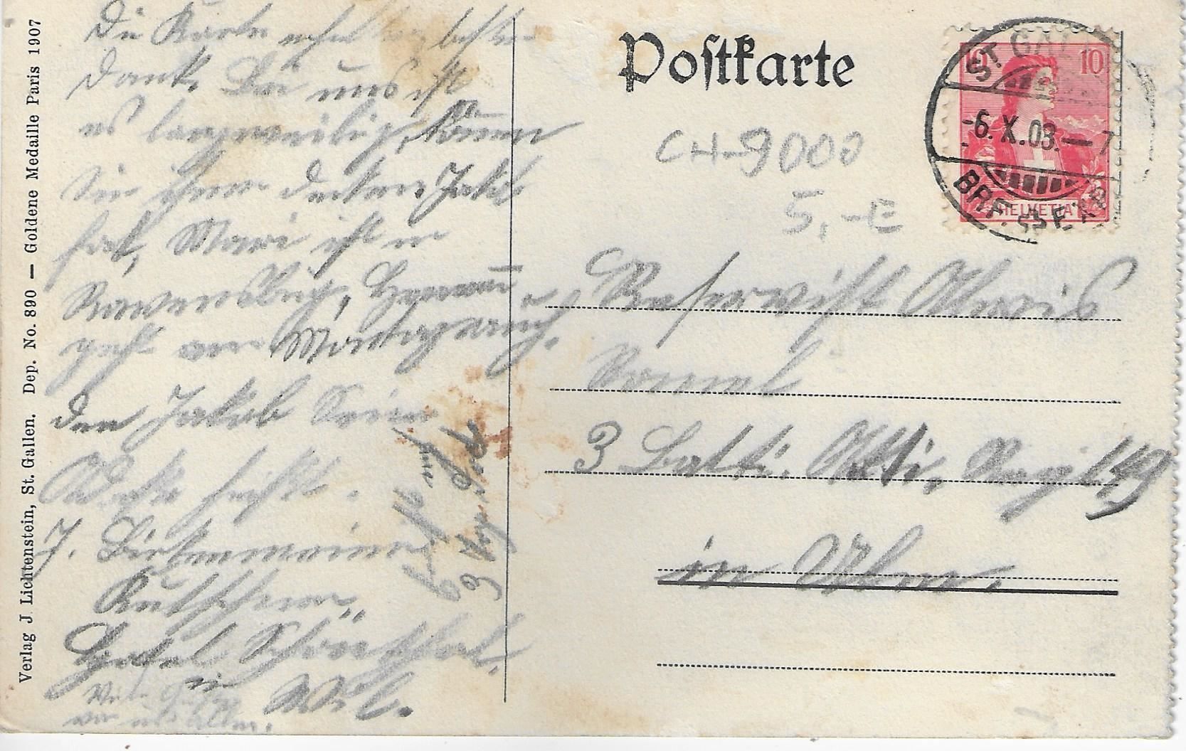 Cartoline postali: St. Gallen - Institut Schmidt am – Usato da Ettingen venduto da Kartenplanet 1