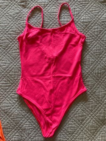 Body pink gerippt mit Spaghettiträgern, Damen Gr. S
