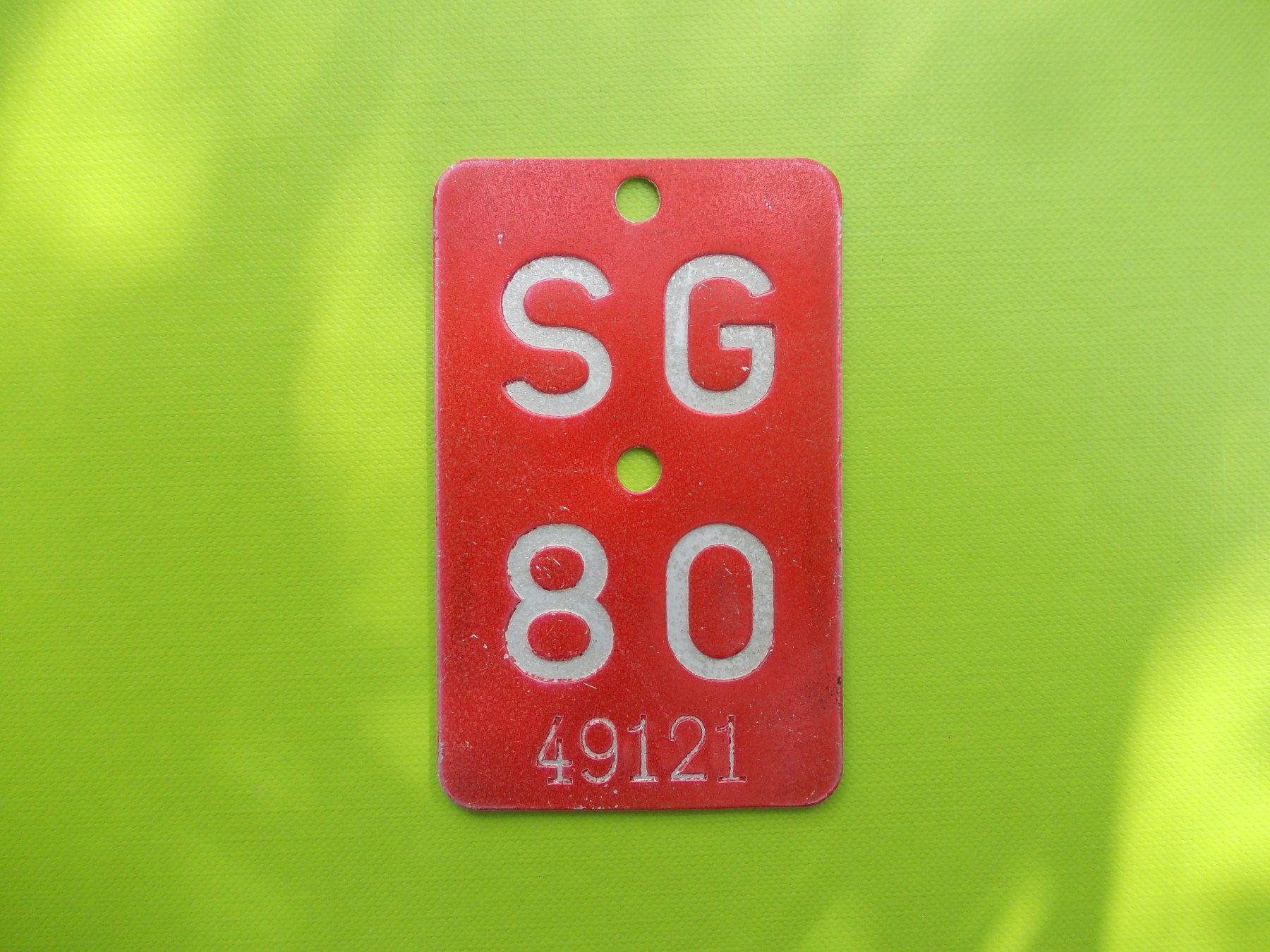 Insegne: Velonummer / Fahrradnummer SG 80 – Usato da Gsteigwiler venduto da HORMIGA21