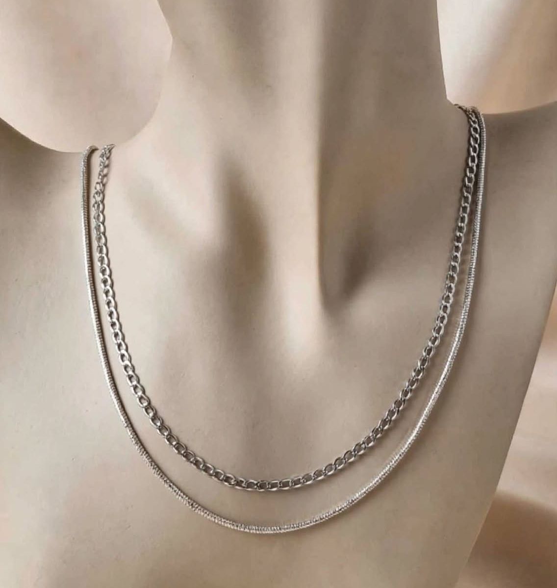 Ketten: 2 collane stainless steel colore argento, uomo – Neu (gemäss Beschreibung) aus Giubiasco von Stefaniav 3