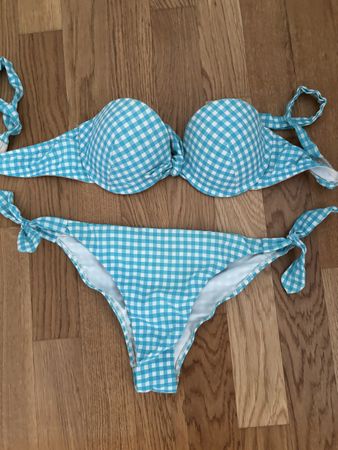 Bikini türkis/weiss kariert, Gr. S, Sommer, Top Zustand! (56