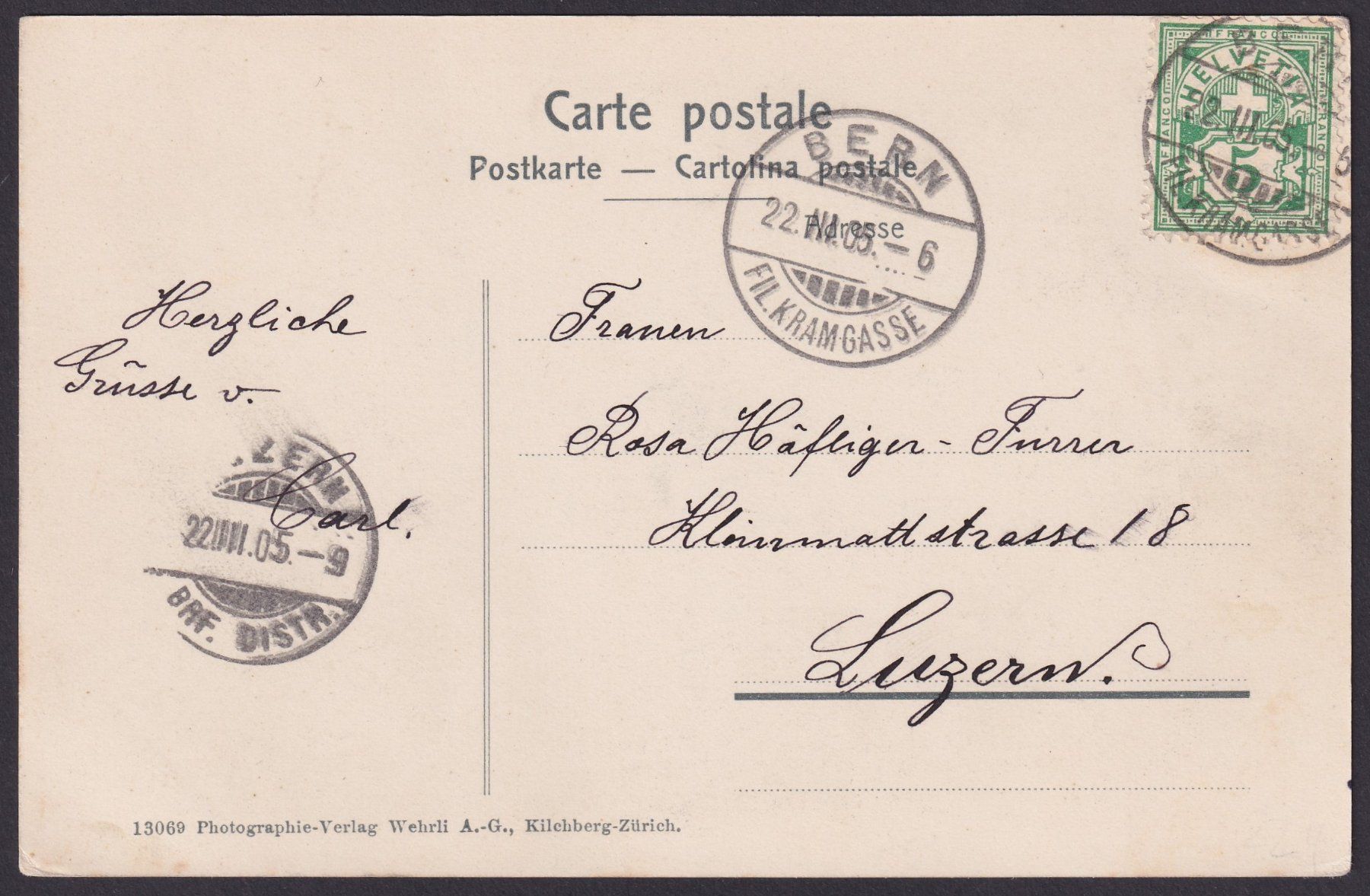 Cartoline postali: 1905, BERN Bärengraben Ansichtskarte – Usato da Ebikon venduto da SilvioFreund 1