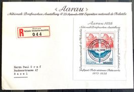 1938  Aarauerblock auf sauberem R- FDC / Marken Müller BS