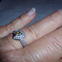Echtschmuck: Silberring Kupfer-Turmalin, platiniert 53/17