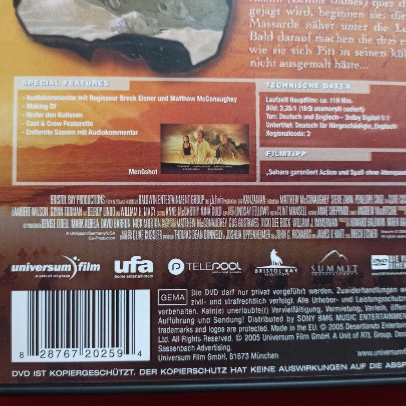 Alle DVDs: Sahara - Abenteuer in der Wüste – Gebraucht aus Dübendorf von kb86_MOVIE 2