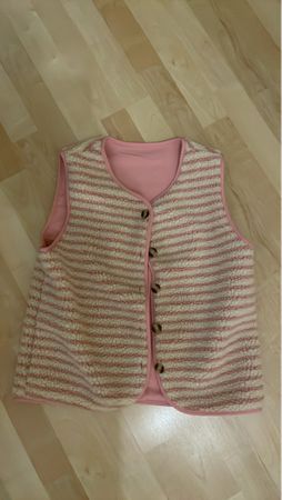  Weste Teddyfell gestreift rosa gebraucht