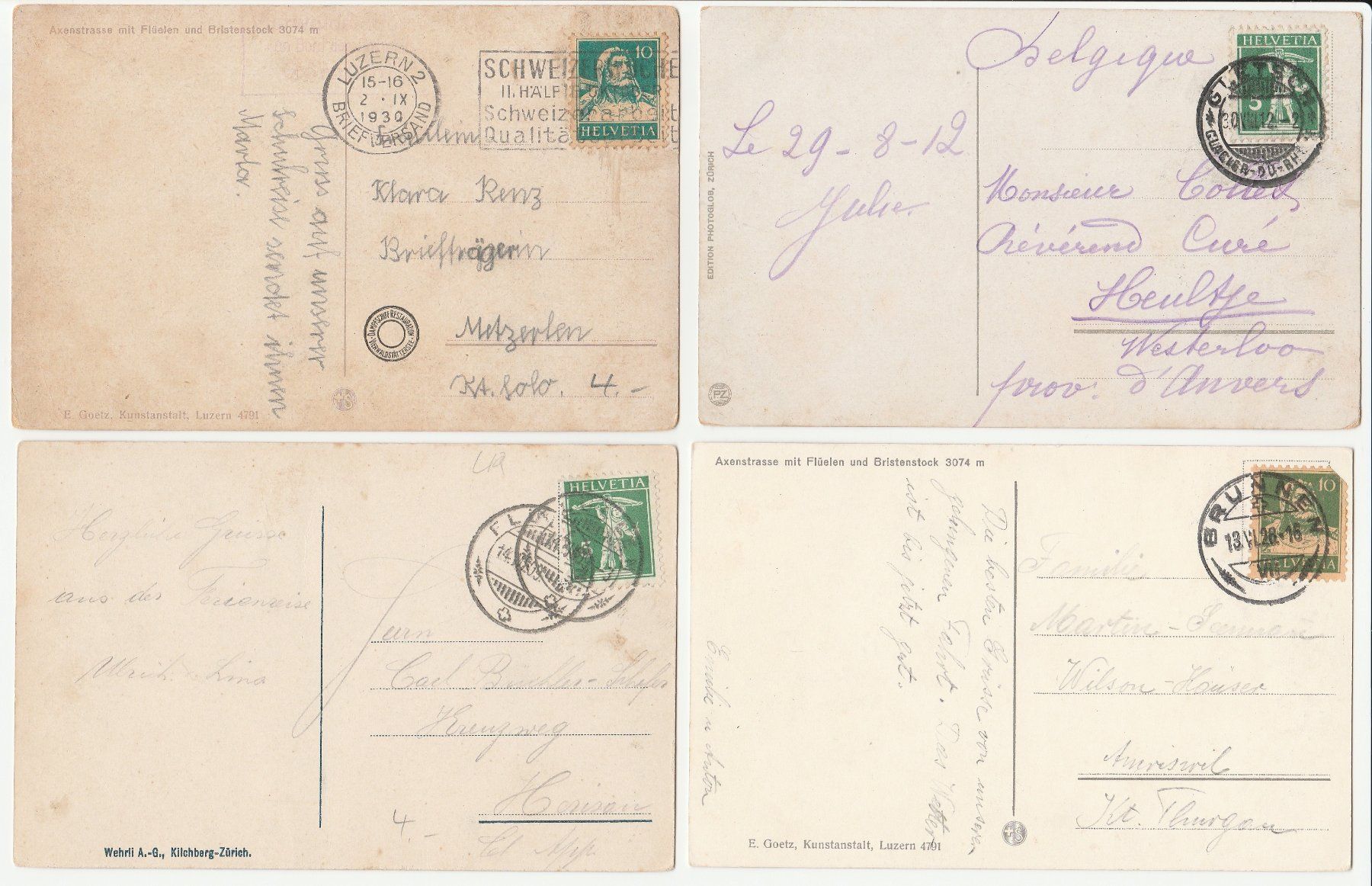 Cartoline postali: 4x Axenstrasse – Usato da Fällanden venduto da Blausegelfliege