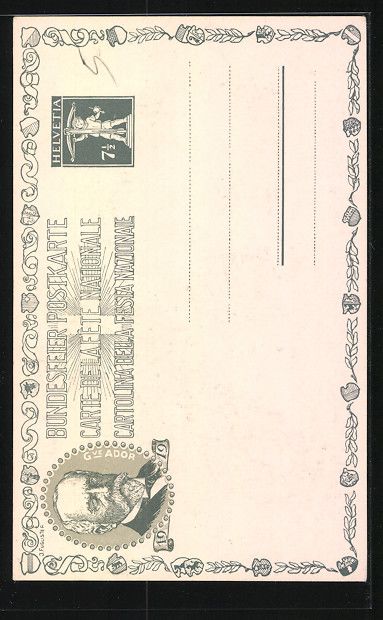 Ansichtskarten: Schweizer Bundesfeier 1919, Gottfried Ke – Gebraucht aus Berlin von bartko-reher 1
