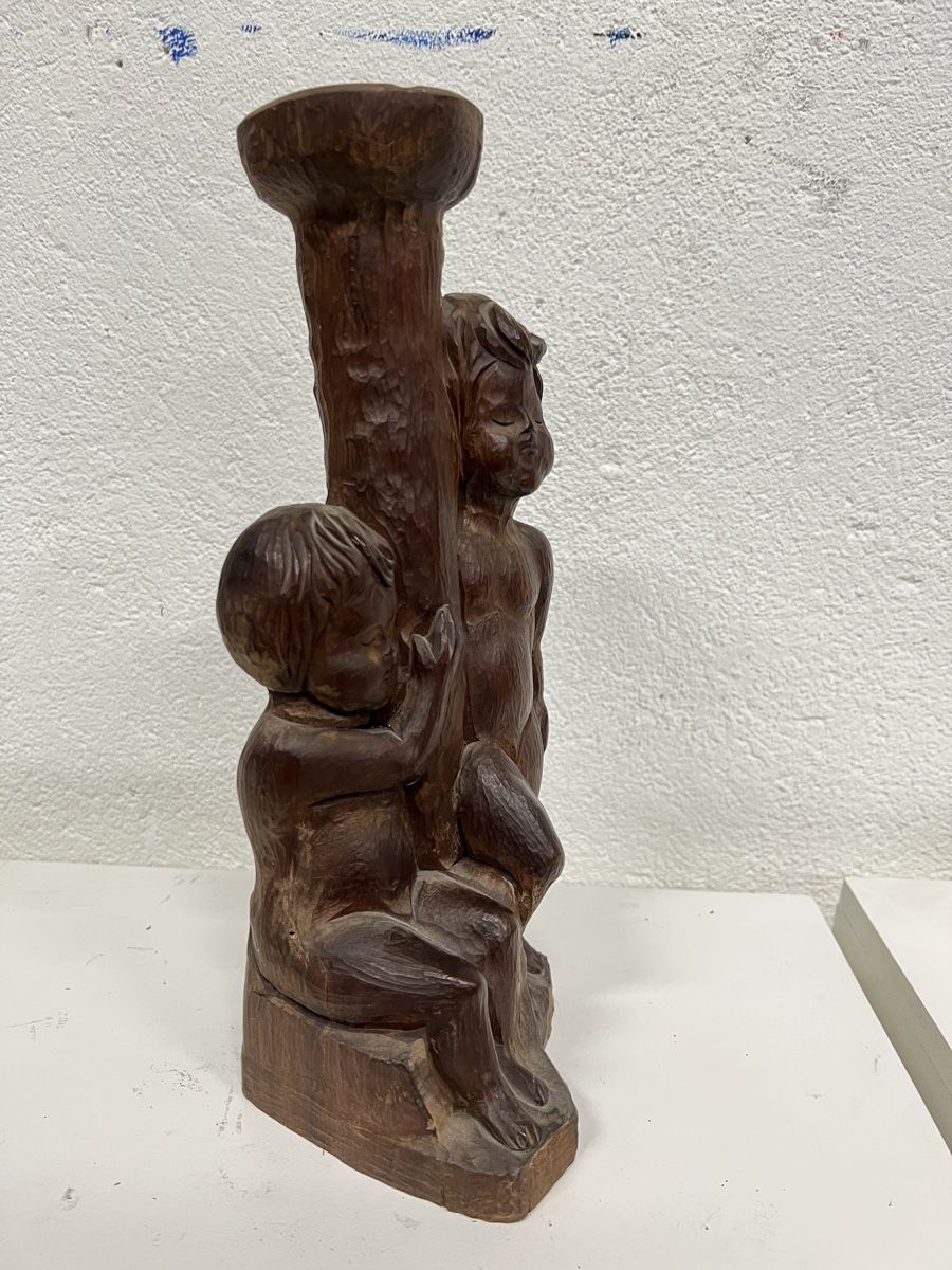 Statuette: Sculpture bougeoir en bois – Usato da Vétroz venduto da Chrisbad60 3