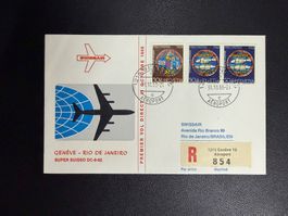 Swissair Erstflugbrief Genf - Rio de Janeiro 1968