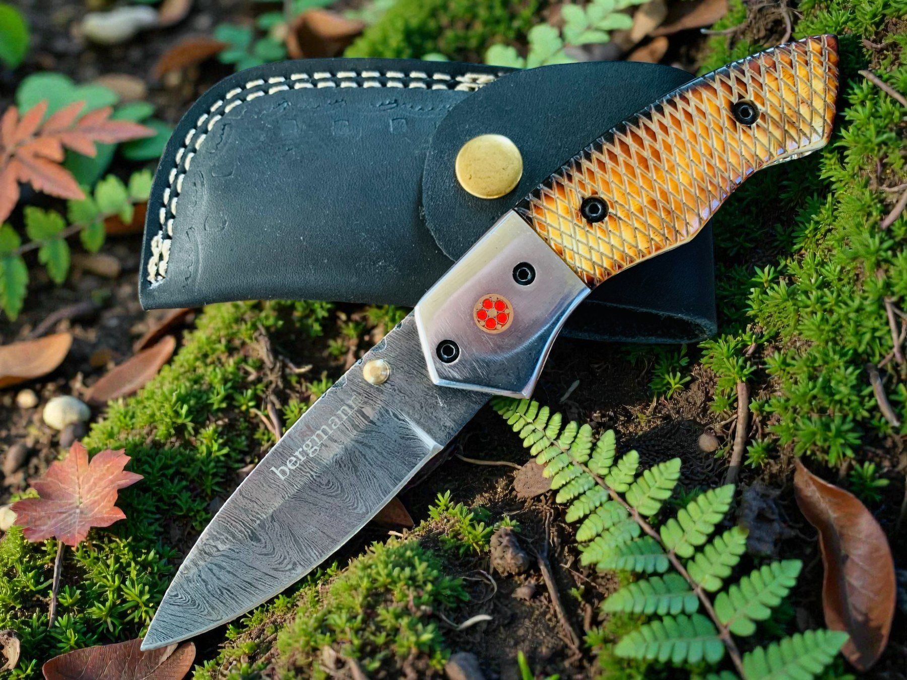 Coltelli tascabile: Damast Messer Klappmesser HANDMADE 19cm bergmann No. 01 – Nuovo e nell'imballaggio originale da Bergdietikon venduto da shopAgent