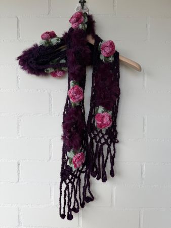 Schal Mit Blumen 🌺 und Pelz