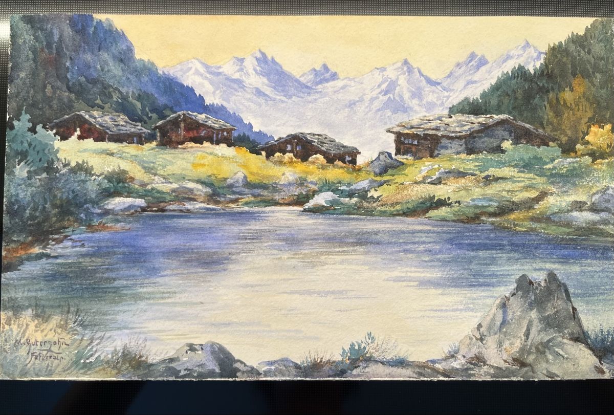 Gemälde: Gemälde von M. Gutersohn, Fafleralp, Farbstift – Gebraucht aus Affoltern am Albis von Silber79