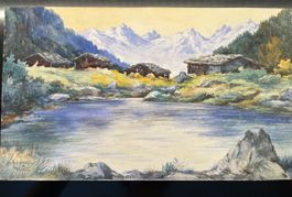 Gemälde von M. Gutersohn, Fafleralp, Farbstift