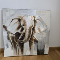 Elefant Gemälde Leinwand von Pfister, Top Zustand Handmade