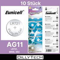 Eunicell AG11, SR721, 362 Knopfzellenbatterie - 10 Stk.