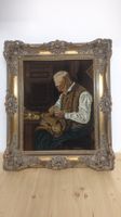 Antiker Bilderrahmen mit Gobelin Bild v. Anker