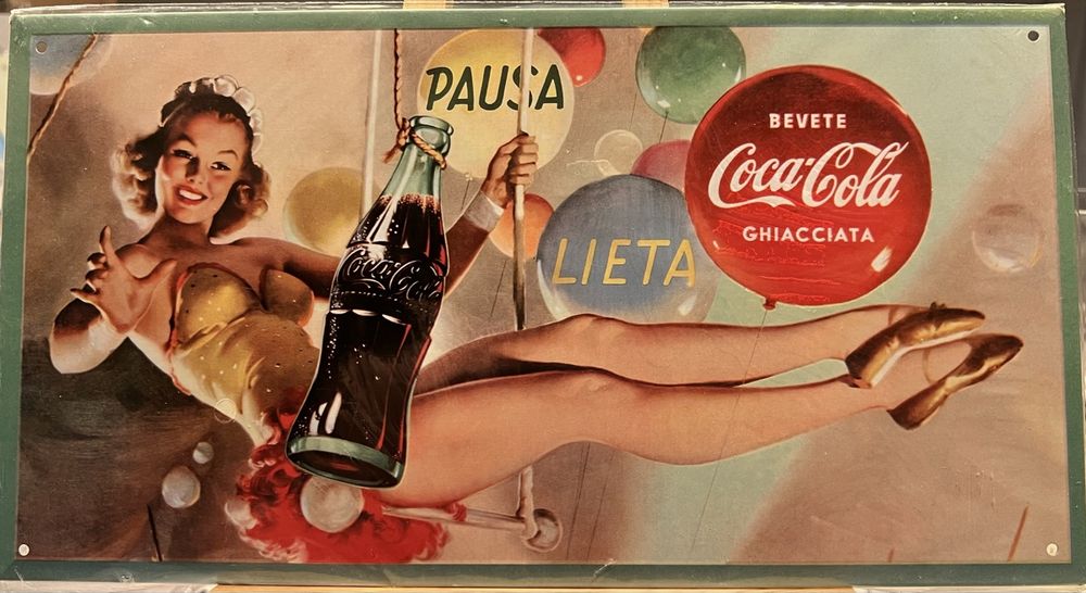 Miroir Publicitaire Vintage Pepsi Cola Années 1950 - Cadre Marron 22,8x31,3cm