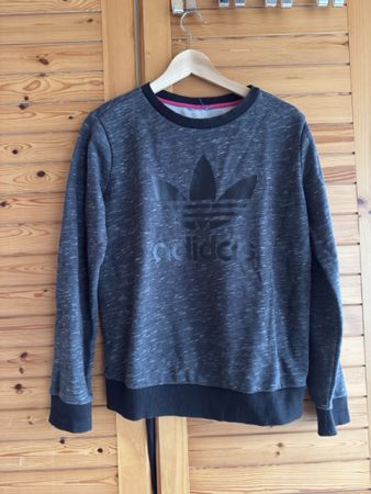 Grauer Adidas Pulli mit Logo, Grösse S