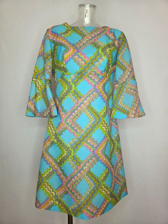 Vintage Kleid mit psychedelischem Muster – 70er