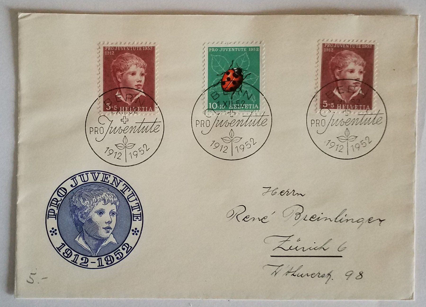 Tutti i francobolli: JB42) 1952, Pro Juventute FDC, – Nuovo (secondo la descrizione) da Baden venduto da Eggi