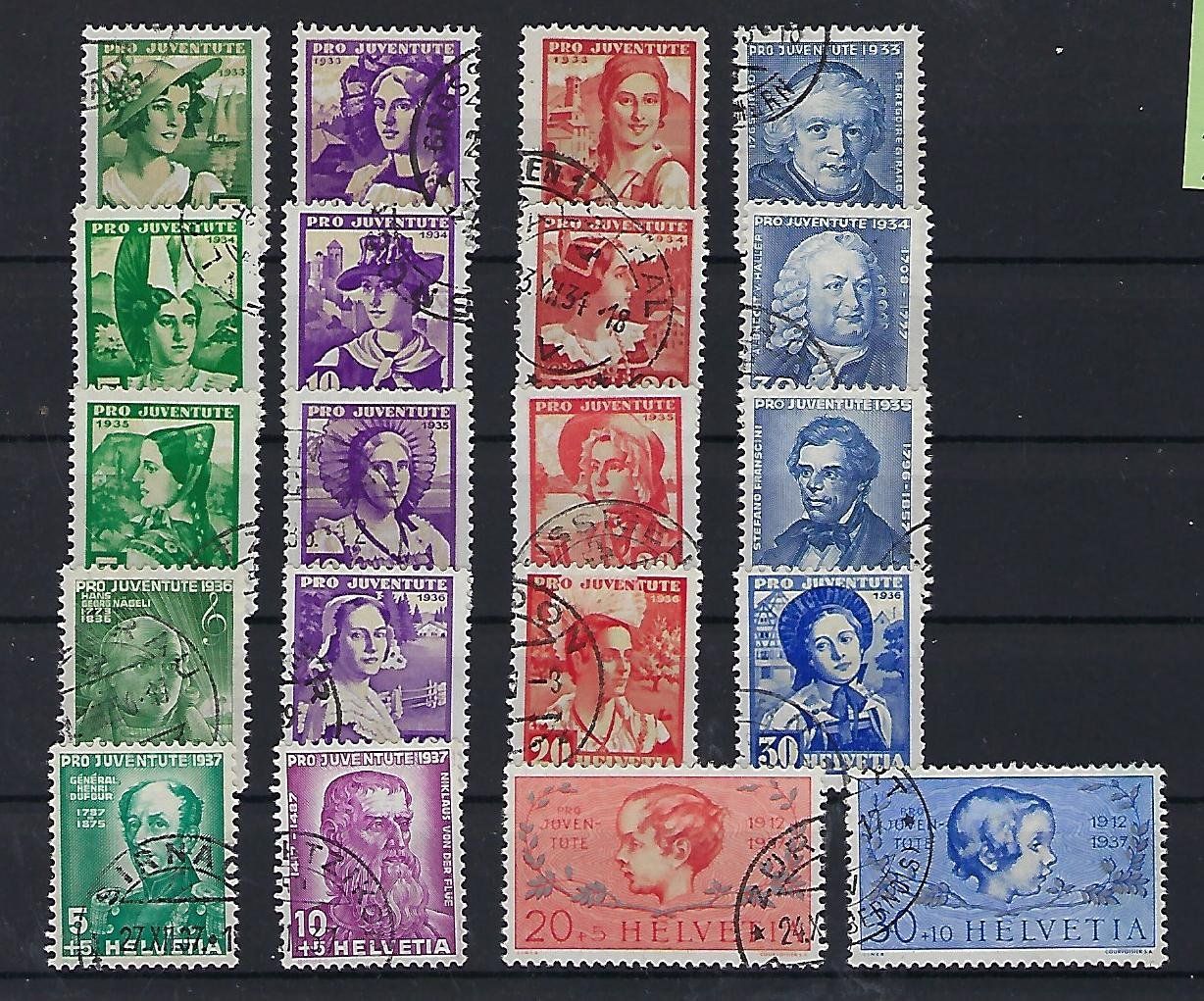 Alle Briefmarken: Pro Juventute 1933 - 37 gestempelt  14867 – Gebraucht aus Lunden von Animus999