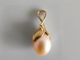 Süsswasserperle Anhänger, 18K Gelbgold