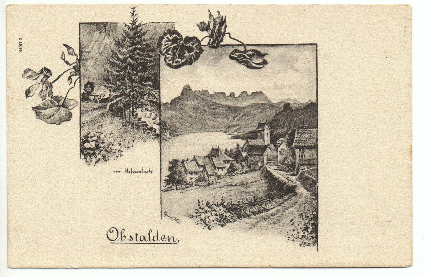 Cartoline postali: OBSTALDEN 2-Bild Jugendstil Litho – Nuovo (secondo la descrizione) da Jona venduto da philajona