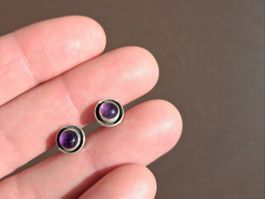 Neue 925 Silberohrstecker mit Amethyst aus Indien