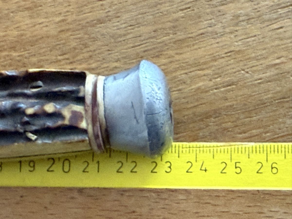 Solingen Accessori: Jagdmesser Hirschhorn mit Scheide Antikes Messer – Usato da Goldach venduto da Messerguru 3