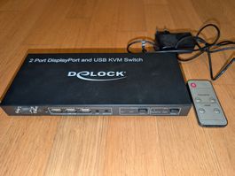Delock DisplayPort KVM Switch 2 > 1 mit USB 2.0 und Audio