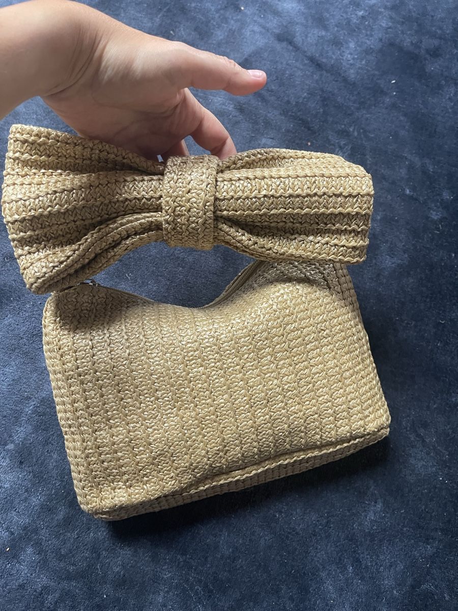 Taschen für Damen: Clutch bag straw beige bow knot handbag  – Gebraucht aus Bellinzona von Martayana 2