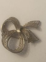 Vintage Silber Brosche in Schleifenform, filigran gearbeit