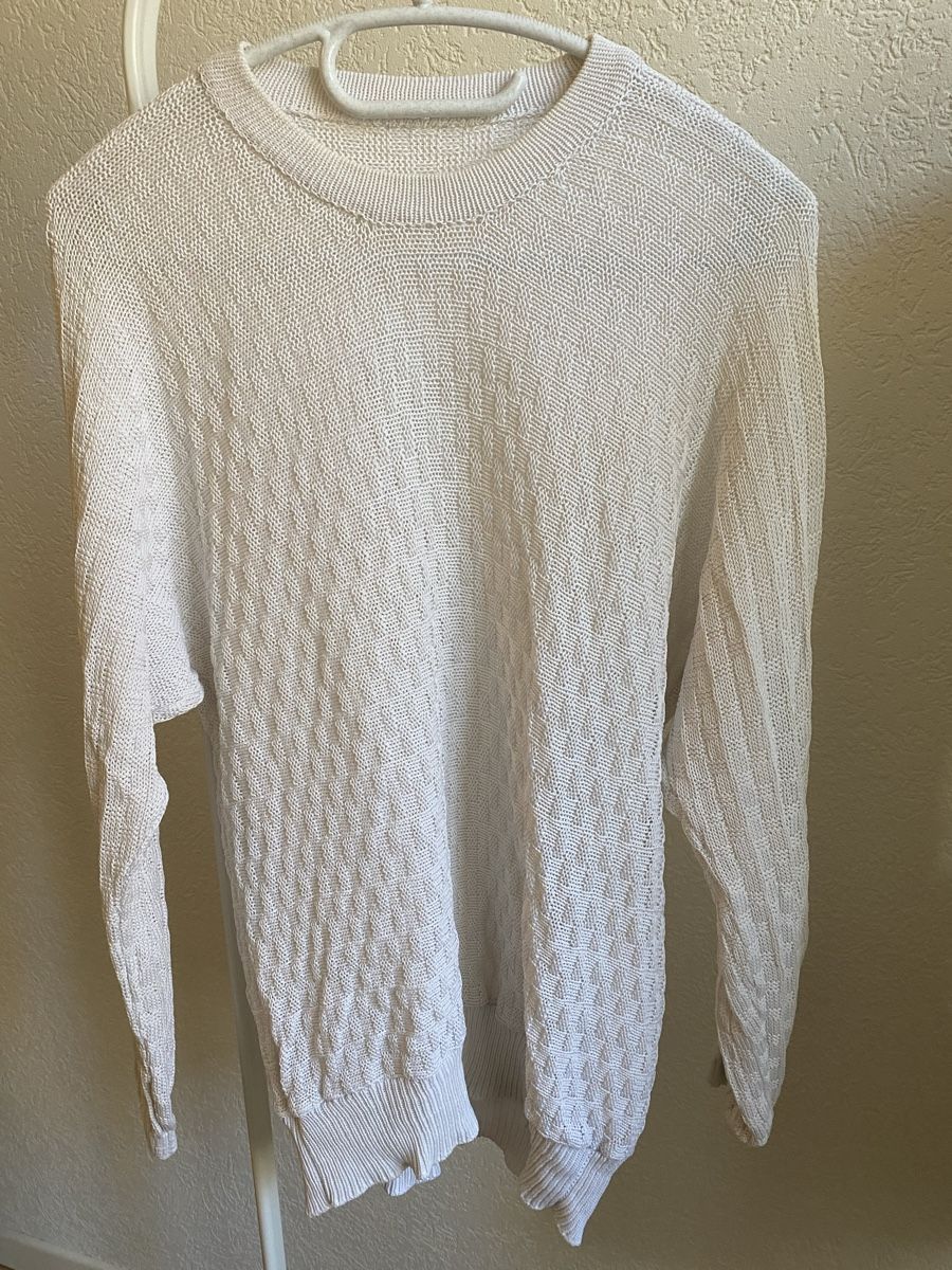 Pullover & Sweatshirts: Pull tricot vintage blanc, t.M/38 – Gebraucht aus Tavannes von Thriftshop