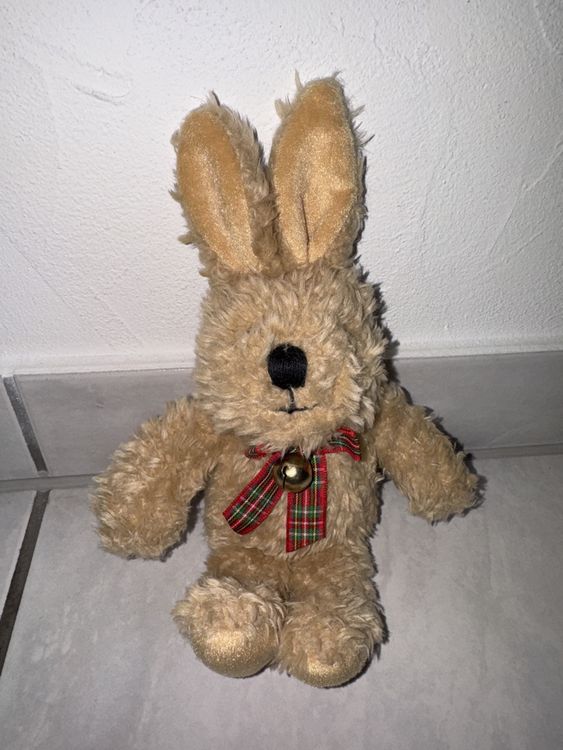 Kuscheltier Hoppie-Hase Aus Weichem Plüsch – 40 Cm, Beige, Mit Plastikaugen, Süßes Stofftier Für Kinder & Dekoration