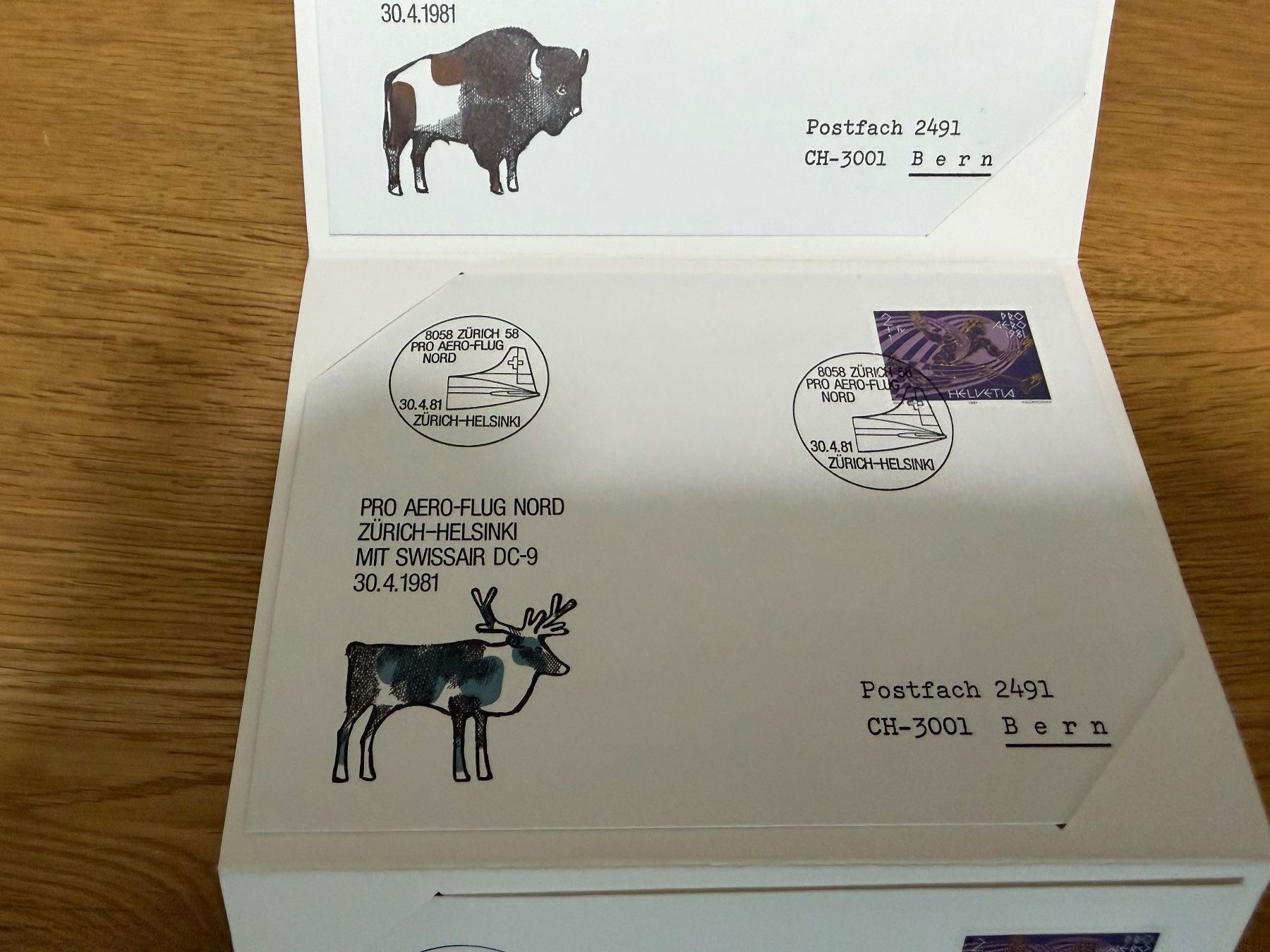 Buste & buste per spedizione: 5 Luftpostkarten, 50 Jahre Jubiläum, 1981, Erni – Usato da Oberhasli venduto da Sicurezza 4