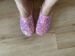 Ballerines pailletées rose/violette 38 neuves très legeres