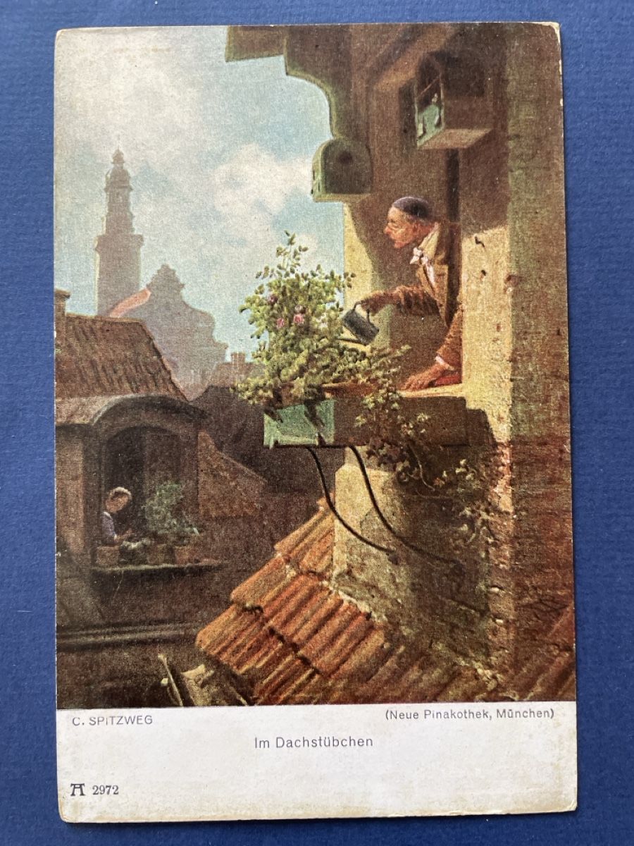 Ansichtskarten: Alte Ansichtskarte Carl Spitzweg - Im Dachstübchen – Gebraucht aus Neuhausen am Rheinfall von Arielle55