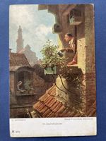 Alte Ansichtskarte Carl Spitzweg - Im Dachstübchen