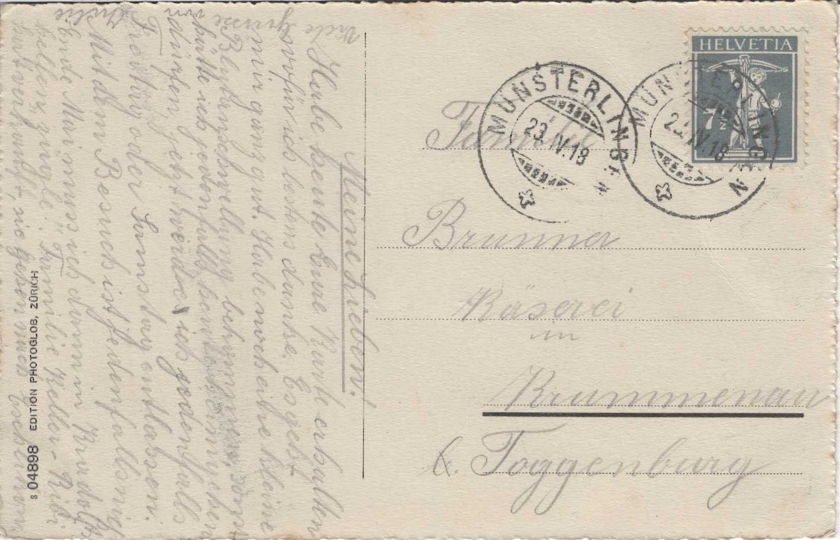 Cartoline postali: 1918 AK Münsterlingen – Usato da Trimbach venduto da monga01 1