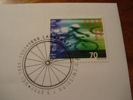 Sondermarke 100 Jahre UCI Velo, 2000, FDC + 4erblock ET.o