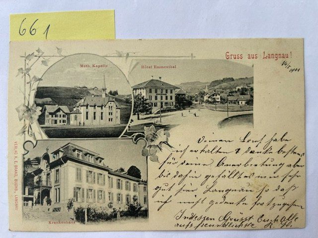 Cartoline postali: Gruss aus Langnau, 1901 mit Stempel – Usato da Niederwil AG venduto da dahu75
