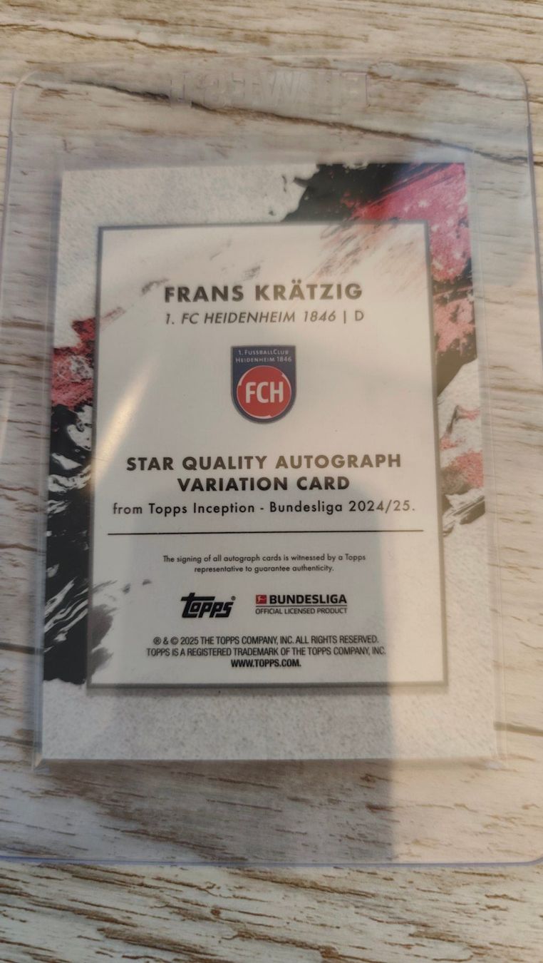 Topps Carte collezionabili: Topps Inception 24/25 Frans Krätzig /25 mit Autogramm – Usato da St. Gallen venduto da RudyundFloydCards 1