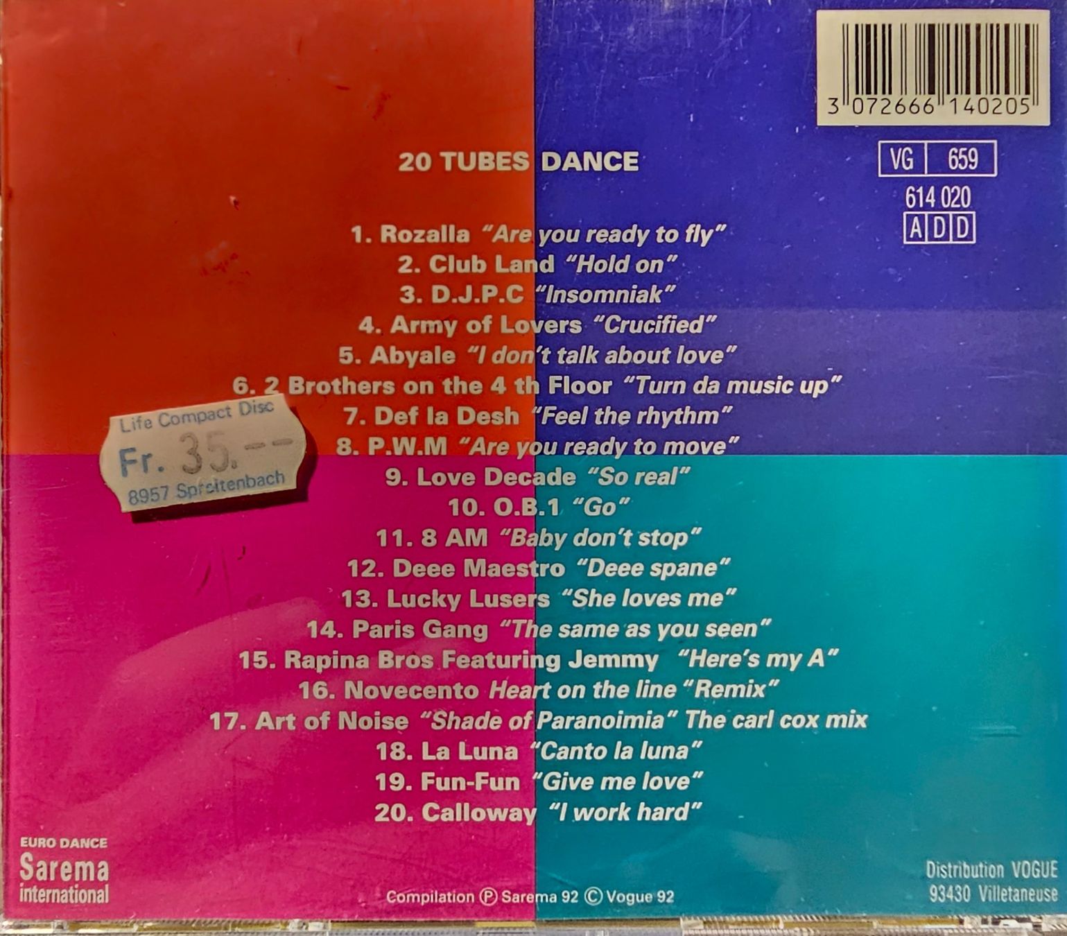 CDs: Various - Euro Dance Vol. 2 – Gebraucht aus Wahlen b. Laufen von Cg10 1