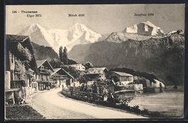 Thun, Thunersee mit Eiger, Mönch und Ju
