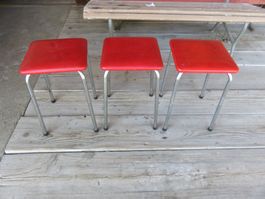 3 antike Hocker aus den 50iger Jahren