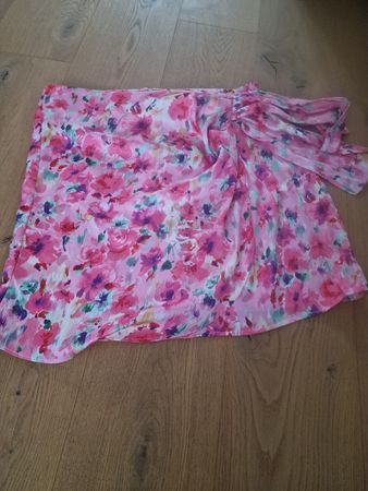Sommerlicher Blumenrock, Wickelrock, Grösse XL, Rosa Top